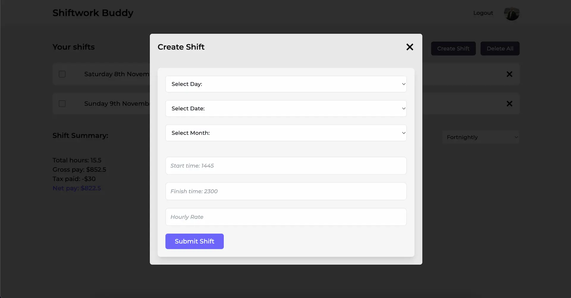 Shiftwork Buddy project image